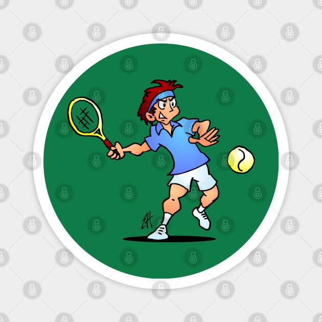 Tennis player hitting a forehand Magnet by Cardvibes